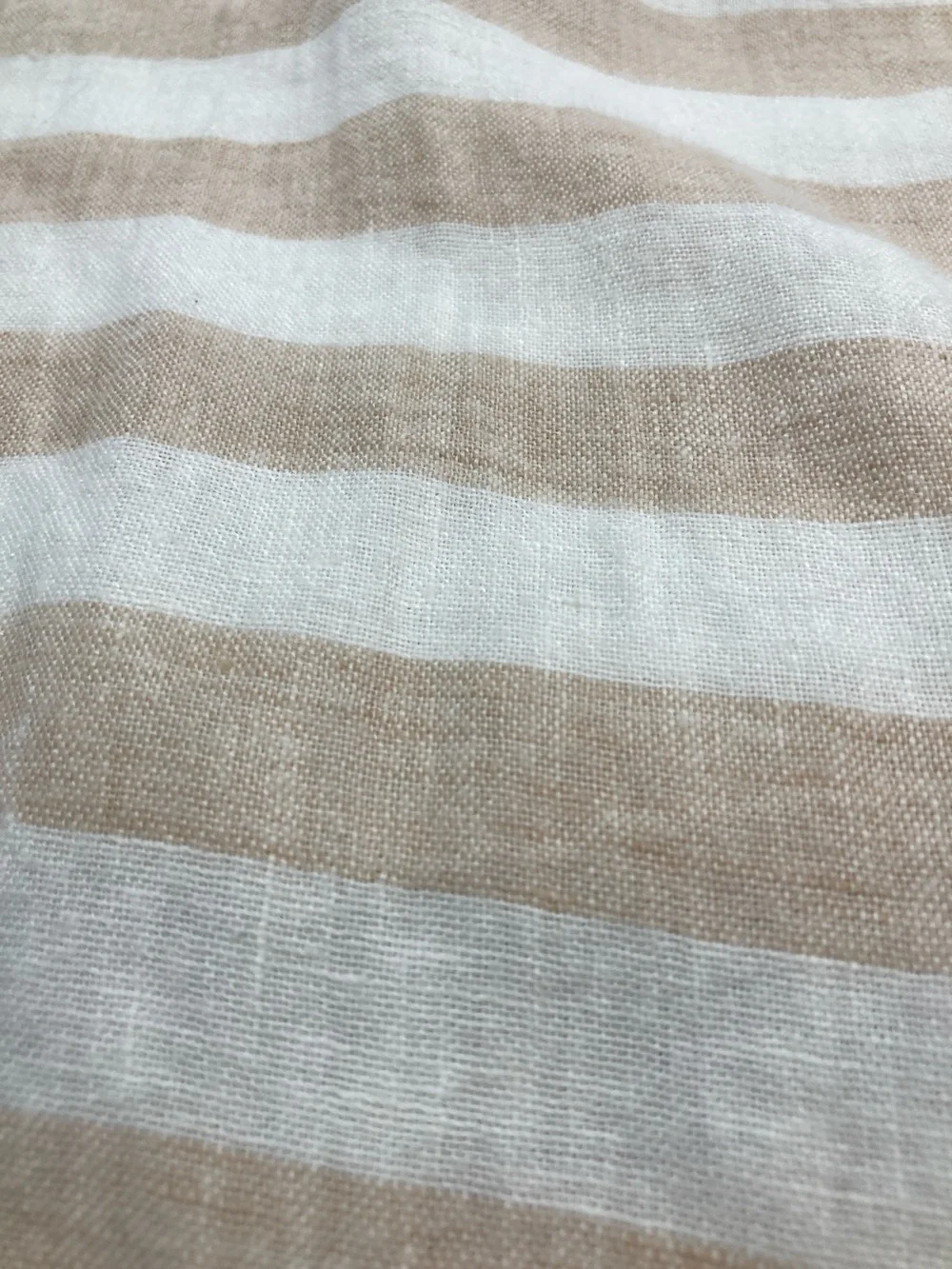 Brooklinen Striped Cream and Tan Bedding 3 Piece King Linen Set